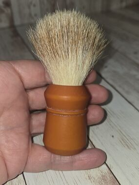 Vintage Made Rite USA Pure Badger Shaving Brush 500PB Butterscotch Handle